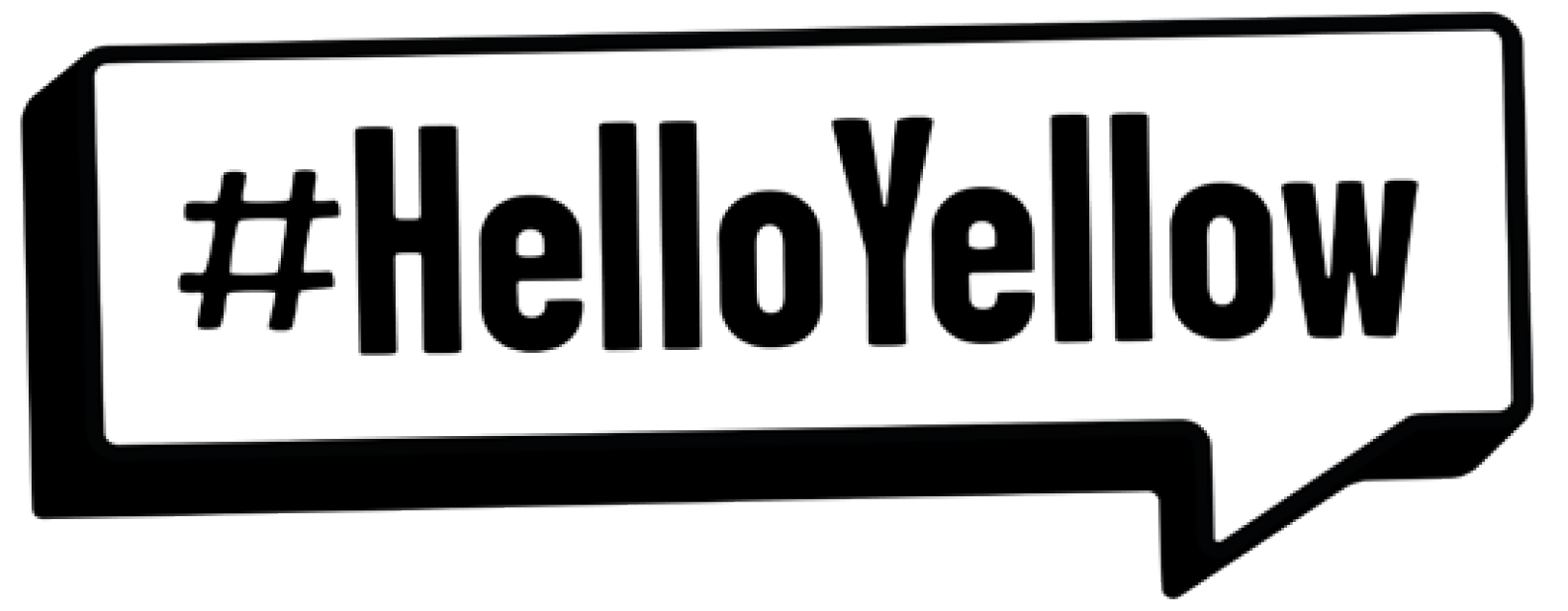 #HelloYellow in a yellow speech bubble